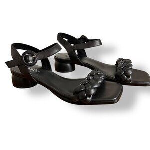 VANELi Women's Kalee Sandal In Black Super Napa Braided Strap Round Heel Sz 8W